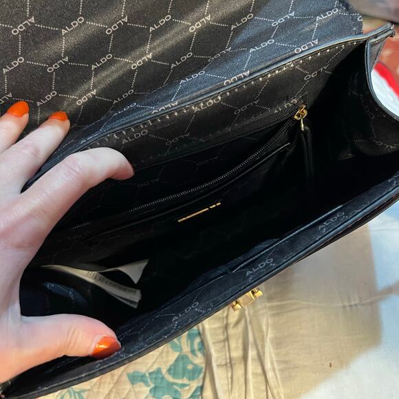 ALDO Satchel Purse Handbag w/ Scarf & Removable Cross-Body Strap — 10″ × 8″ × 4″ - Picture 10 of 14